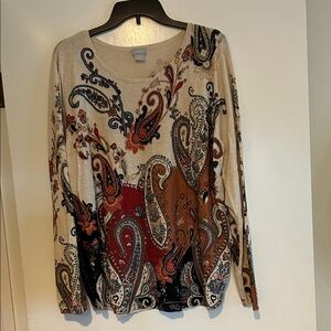 Chico's size 3 Multicolor Paisley Sweater